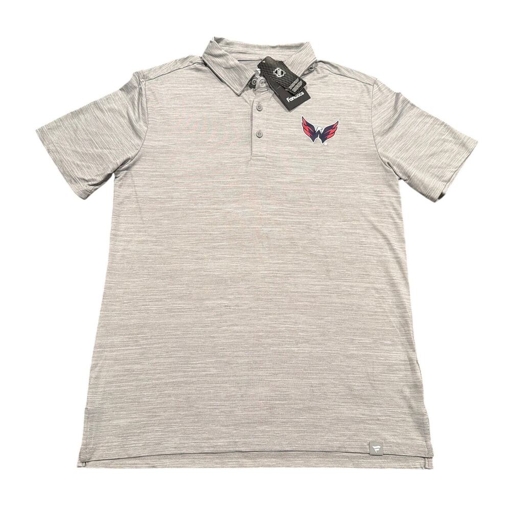 NWT Fanatics Washington Capitals NHL Men’s Polo, Steel Heather Gray, Size Medium